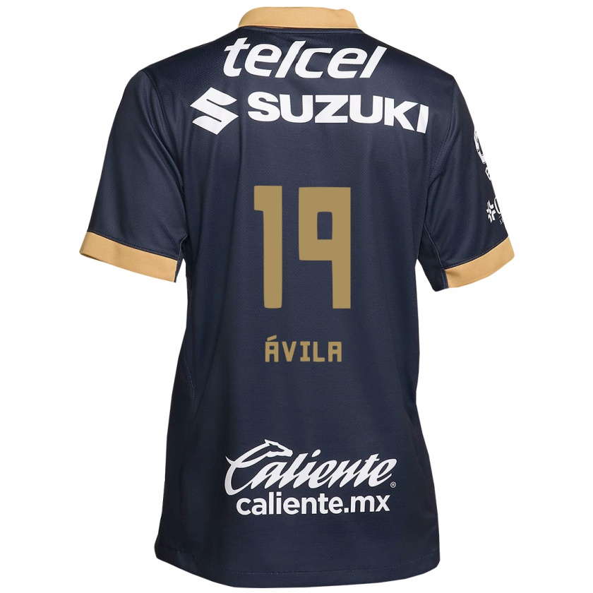 Kandiny Herren Alí Ávila #19 Obsidian Gold Weiß Auswärtstrikot Trikot 2024/25 T-Shirt