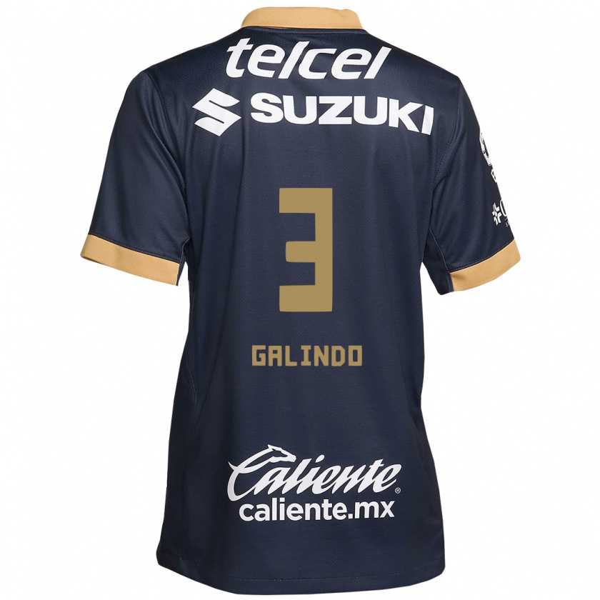 Kandiny Herren Ricardo Galindo #3 Obsidian Gold Weiß Auswärtstrikot Trikot 2024/25 T-Shirt