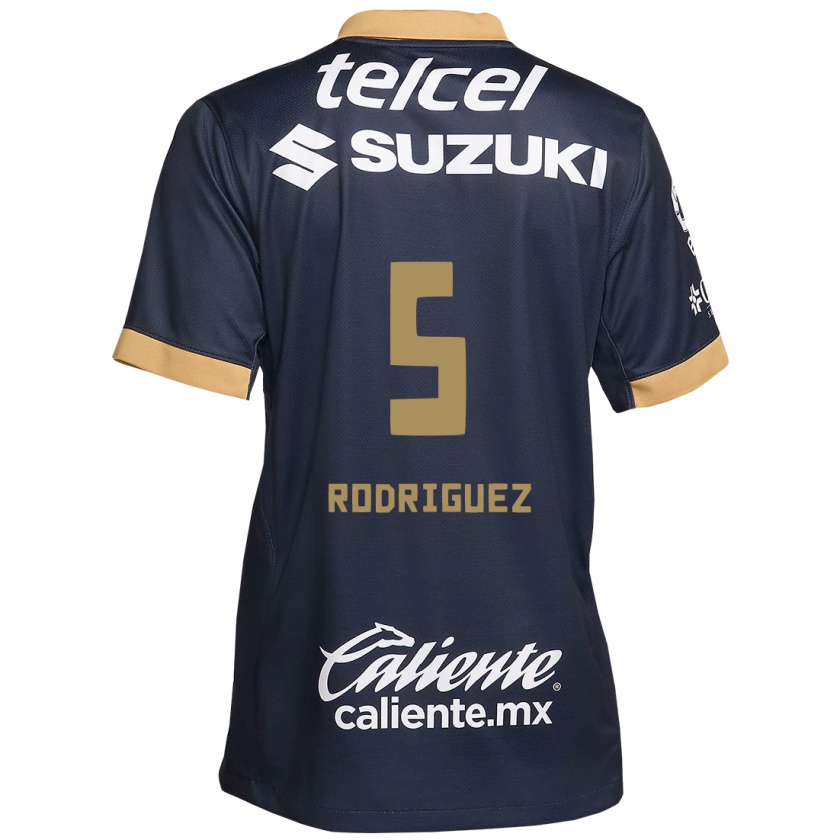 Kandiny Herren Jeronimo Rodriguez #5 Obsidian Gold Weiß Auswärtstrikot Trikot 2024/25 T-Shirt