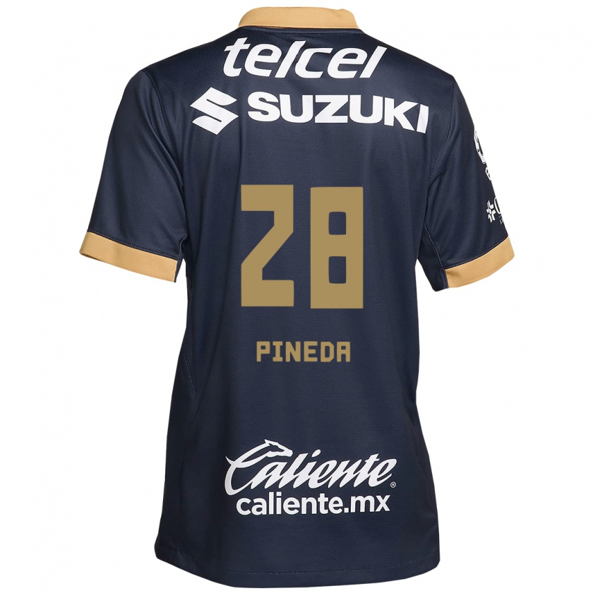 Kandiny Herren Grecia Pineda #28 Obsidian Gold Weiß Auswärtstrikot Trikot 2024/25 T-Shirt