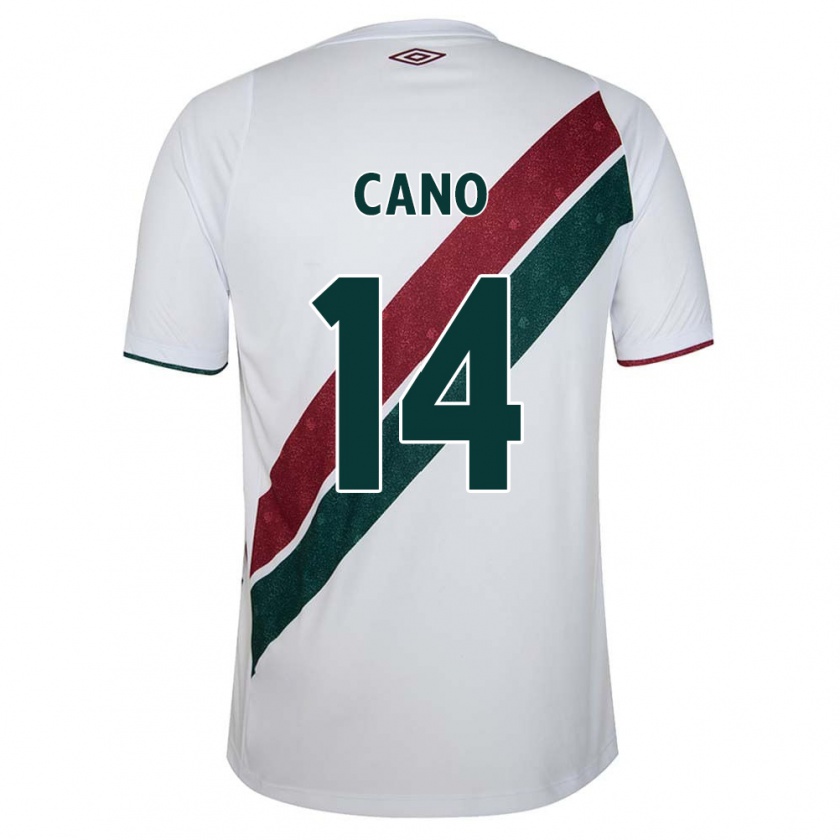 Kandiny Herren Germán Cano #14 Weiß Grün Kastanienbraun Auswärtstrikot Trikot 2024/25 T-Shirt