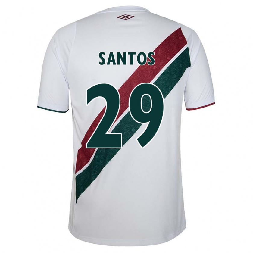 Kandiny Herren Thiago Santos #29 Weiß Grün Kastanienbraun Auswärtstrikot Trikot 2024/25 T-Shirt