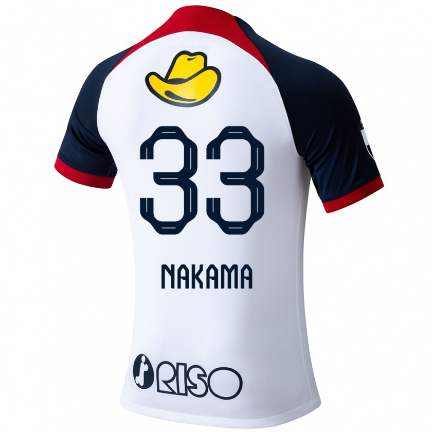 Kandiny Herren Hayato Nakama #33 Weiß Blau Rot Auswärtstrikot Trikot 2024/25 T-Shirt