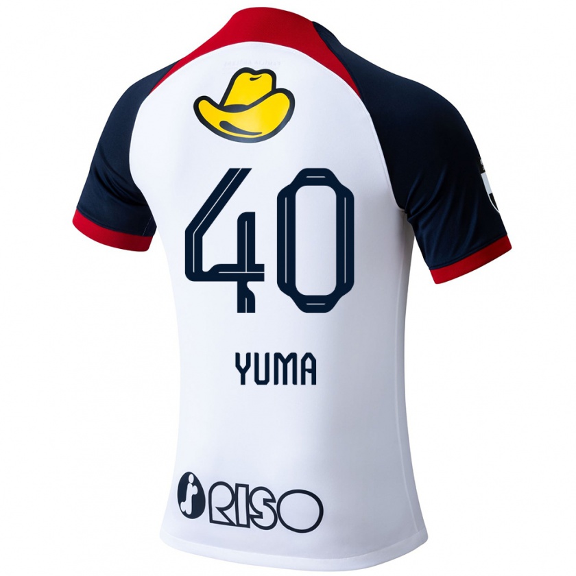 Kandiny Herren Yuma Suzuki #40 Weiß Blau Rot Auswärtstrikot Trikot 2024/25 T-Shirt