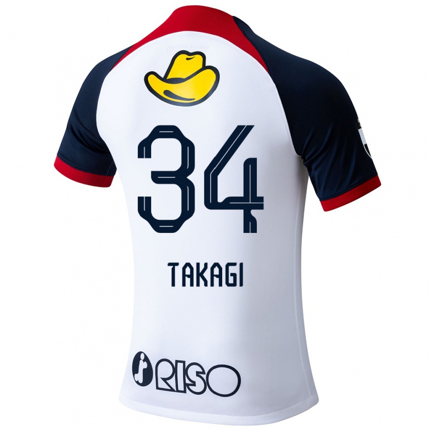 Kandiny Herren Haruto Takagi #34 Weiß Blau Rot Auswärtstrikot Trikot 2024/25 T-Shirt