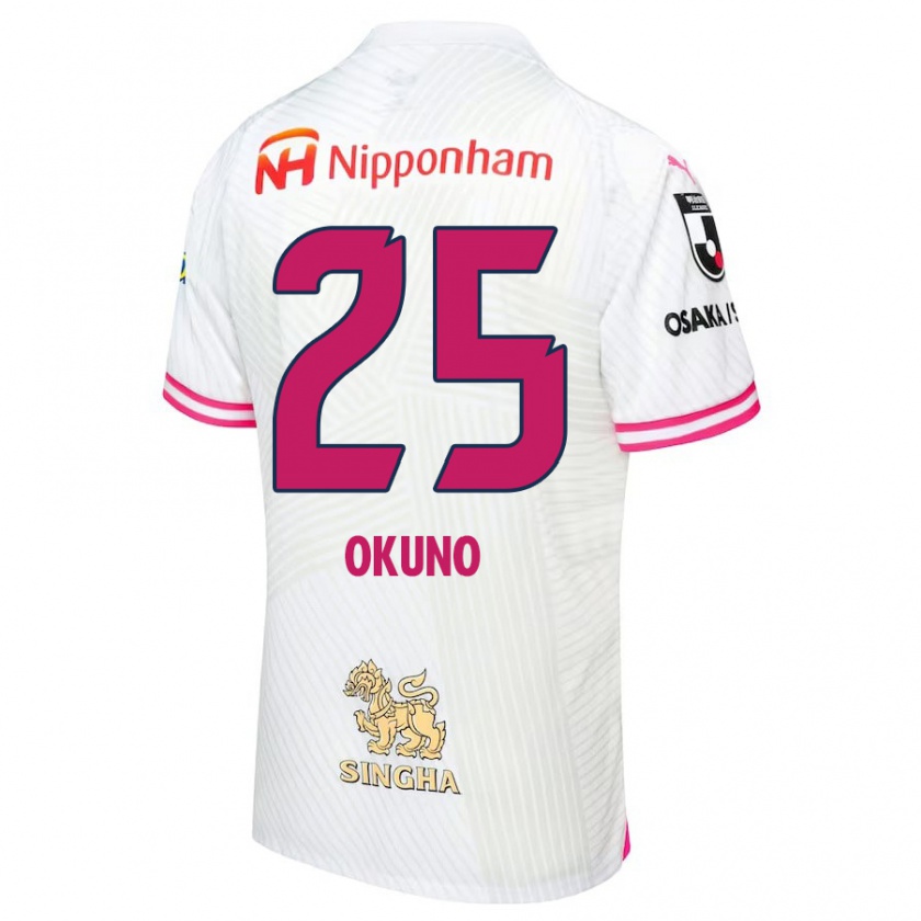 Kandiny Herren Hiroaki Okuno #25 Weiß Rosa Auswärtstrikot Trikot 2024/25 T-Shirt