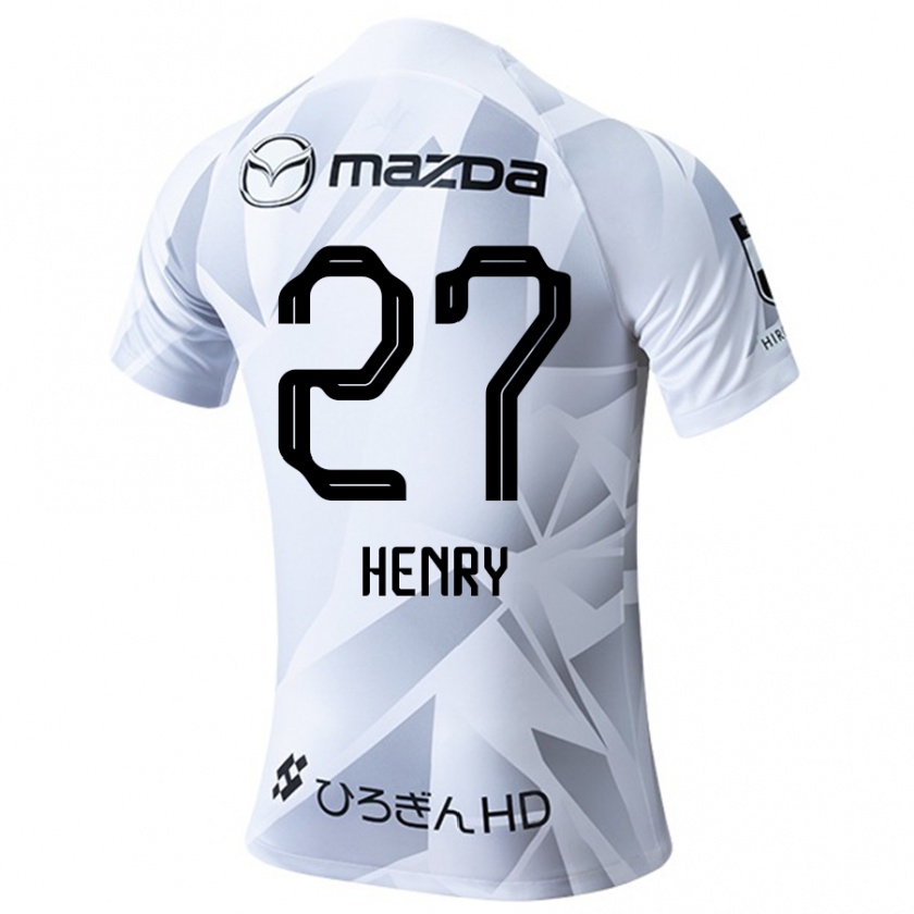 Kandiny Herren Osamu Henry Iyoha #27 Weiß Grau Schwarz Auswärtstrikot Trikot 2024/25 T-Shirt