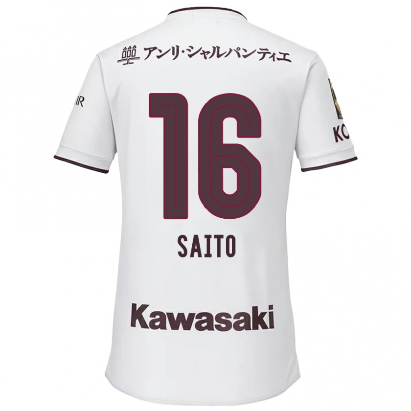 Kandiny Herren Mitsuki Saito #16 Weiß Rot Auswärtstrikot Trikot 2024/25 T-Shirt