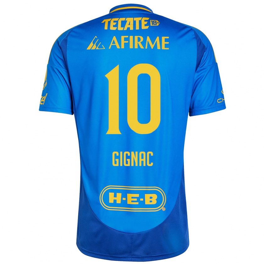 Kandiny Herren André-Pierre Gignac #10 Blau Gelb Auswärtstrikot Trikot 2024/25 T-Shirt