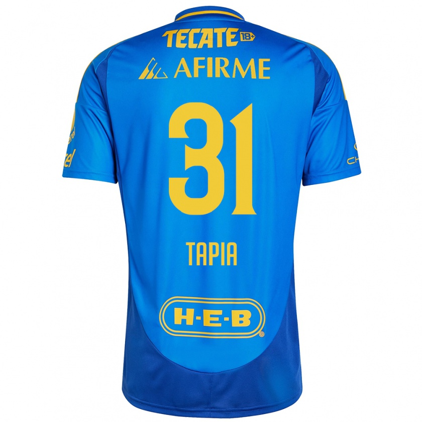 Kandiny Herren Fernando Tapia #31 Blau Gelb Auswärtstrikot Trikot 2024/25 T-Shirt