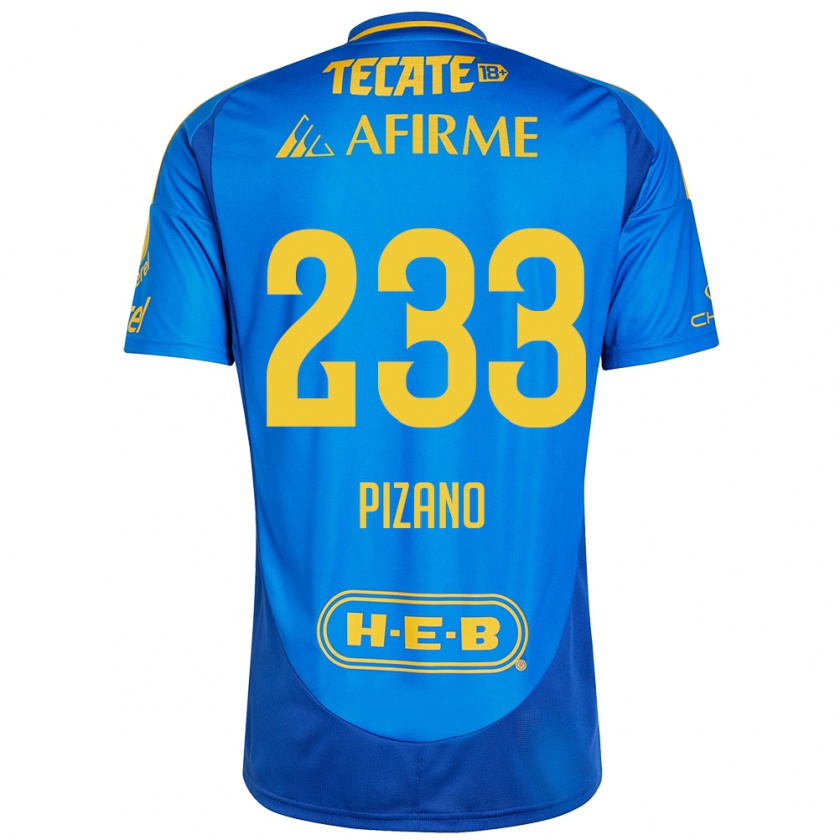 Kandiny Herren Juan Pizano #233 Blau Gelb Auswärtstrikot Trikot 2024/25 T-Shirt