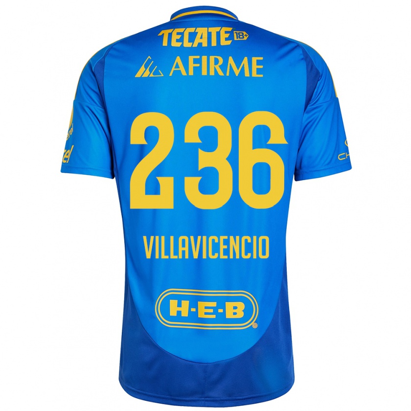 Kandiny Herren Edgar Villavicencio #236 Blau Gelb Auswärtstrikot Trikot 2024/25 T-Shirt