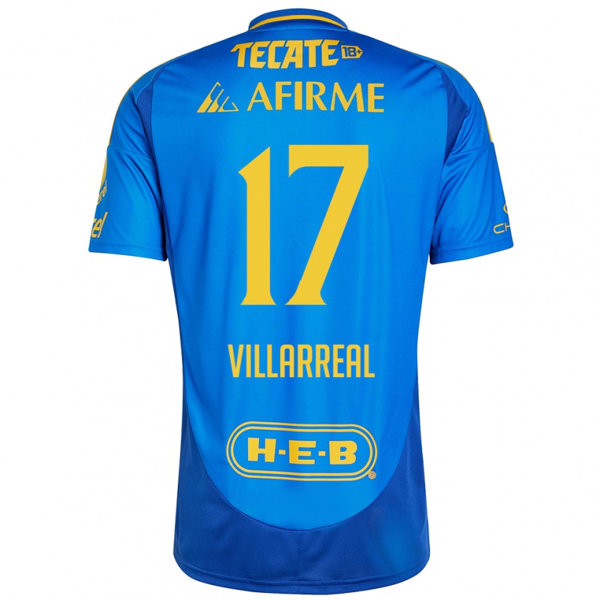 Kandiny Herren Natalia Villarreal #17 Blau Gelb Auswärtstrikot Trikot 2024/25 T-Shirt