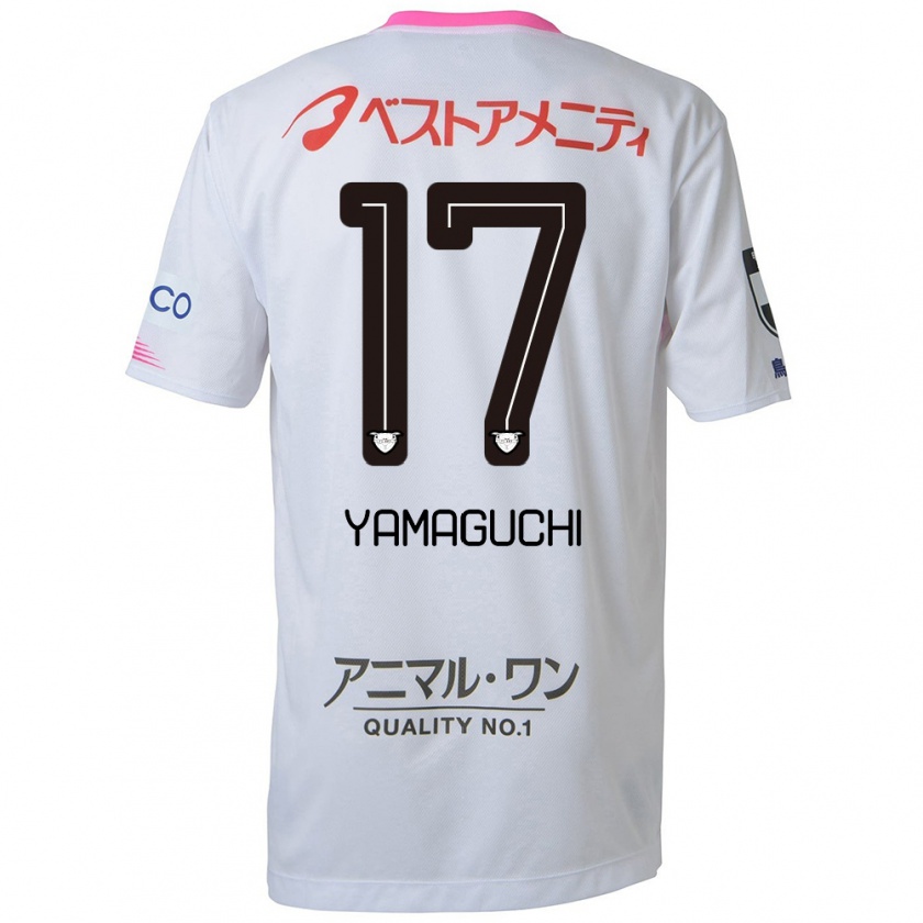 Kandiny Herren Hikaru Yamaguchi #17 Weiß Blau Rosa Auswärtstrikot Trikot 2024/25 T-Shirt