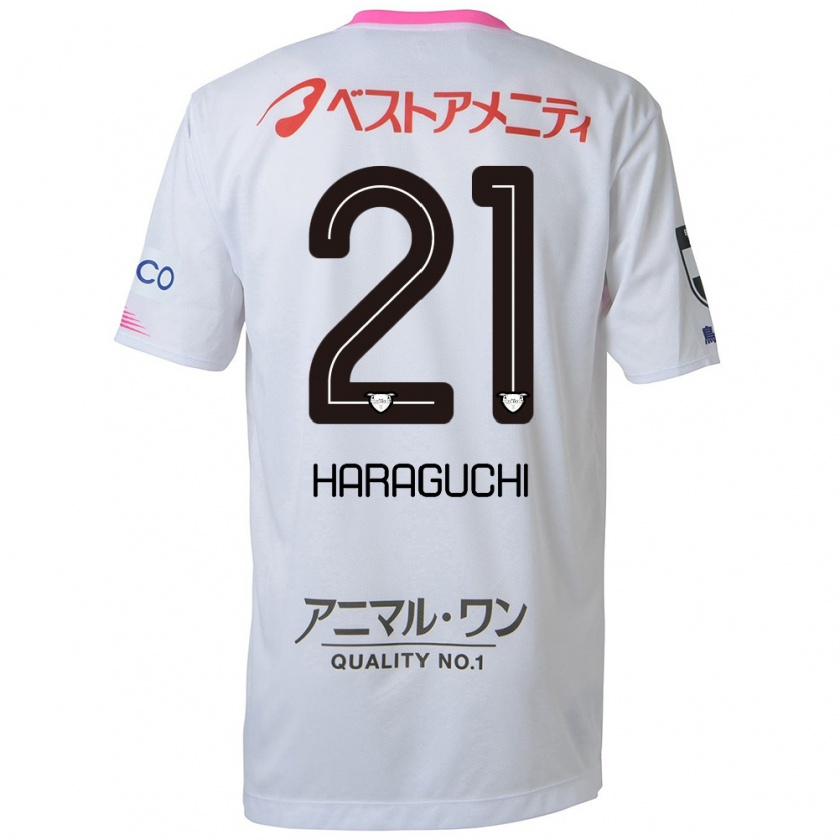 Kandiny Herren Konosuke Haraguchi #21 Weiß Blau Rosa Auswärtstrikot Trikot 2024/25 T-Shirt