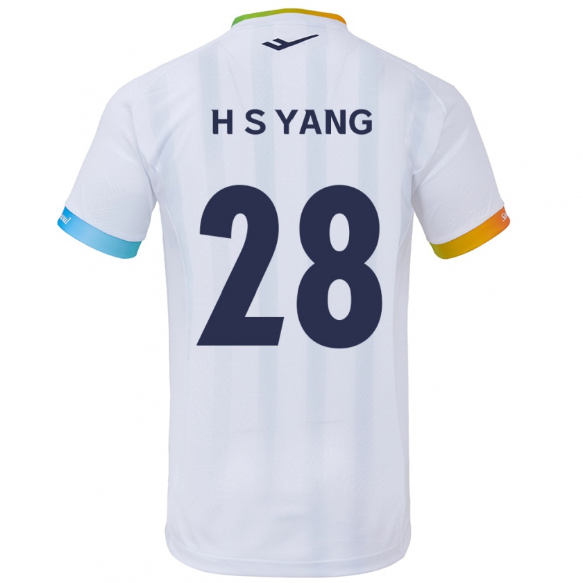 Kandiny Herren Seung-Hyeon Yang #28 Weiß Blau Auswärtstrikot Trikot 2024/25 T-Shirt