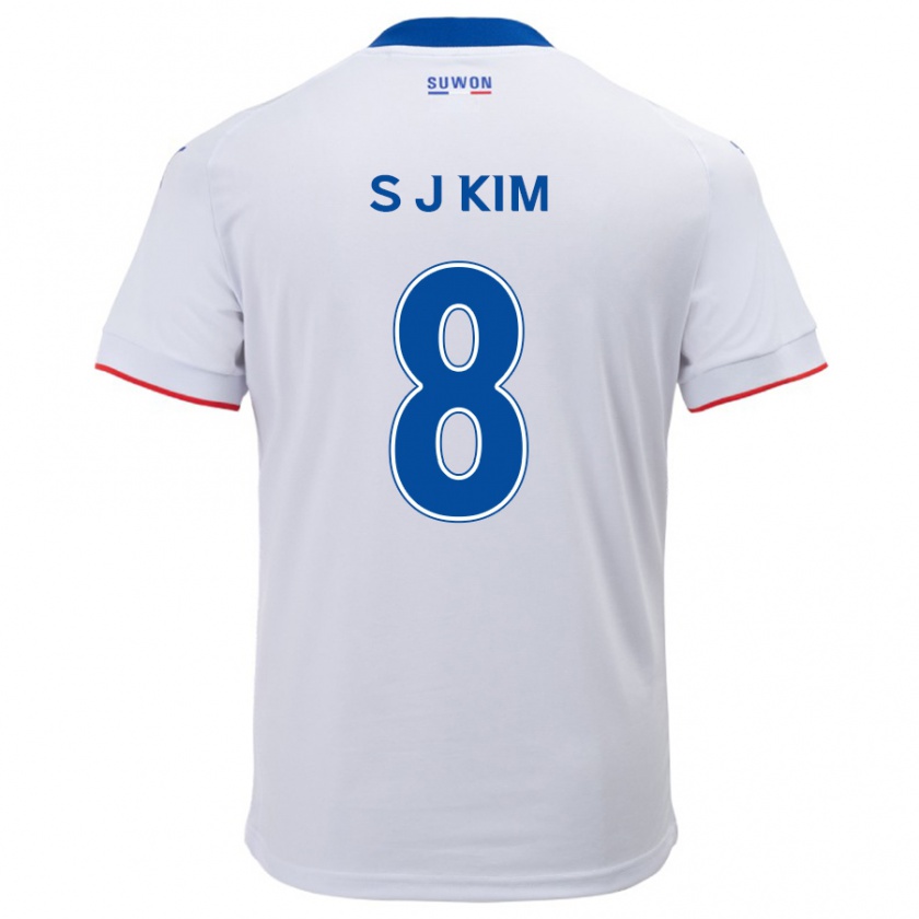 Kandiny Herren Ji-Sung Kim #8 Weiß Blau Auswärtstrikot Trikot 2024/25 T-Shirt