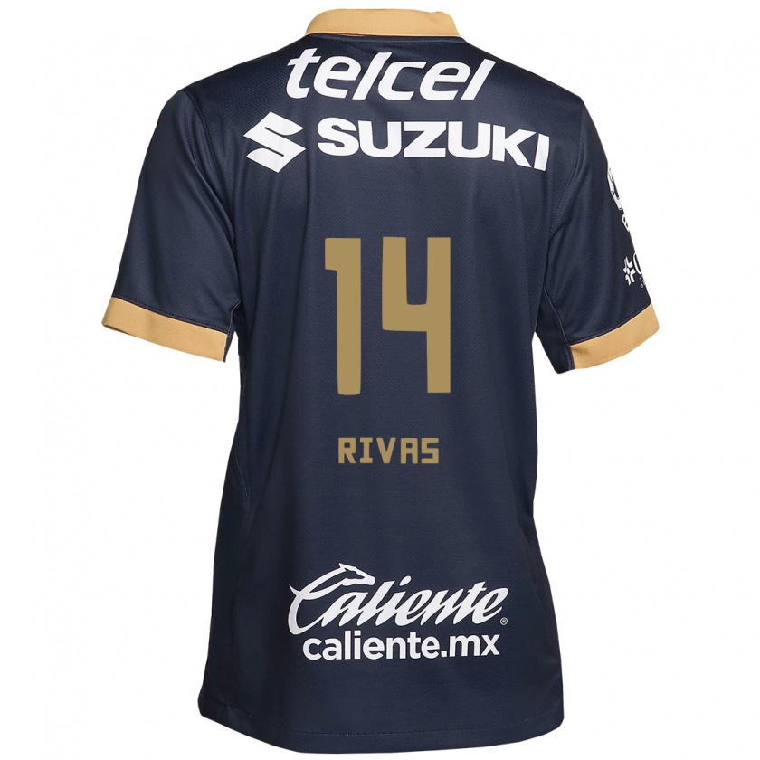 Kandiny Damen Jesús Rivas #14 Obsidian Gold Weiß Auswärtstrikot Trikot 2024/25 T-Shirt