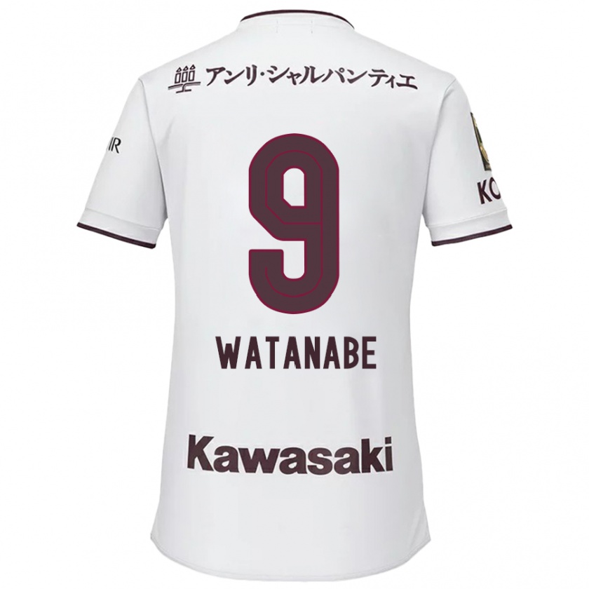 Kandiny Damen Hayato Watanabe #9 Weiß Rot Auswärtstrikot Trikot 2024/25 T-Shirt