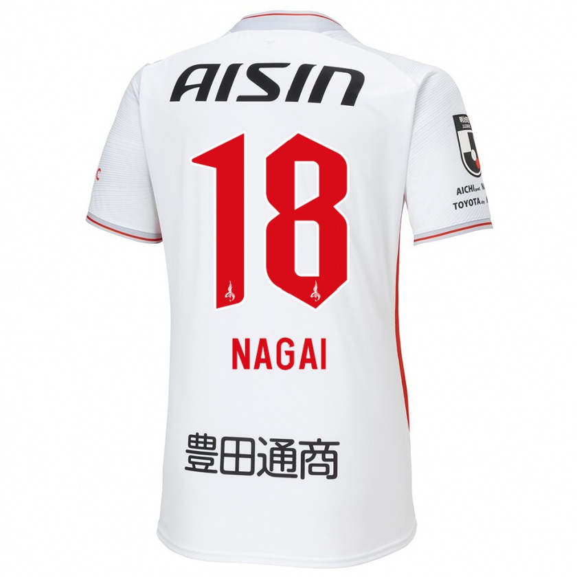 Kandiny Damen Kensuke Nagai #18 Weiß Gelb Rot Auswärtstrikot Trikot 2024/25 T-Shirt