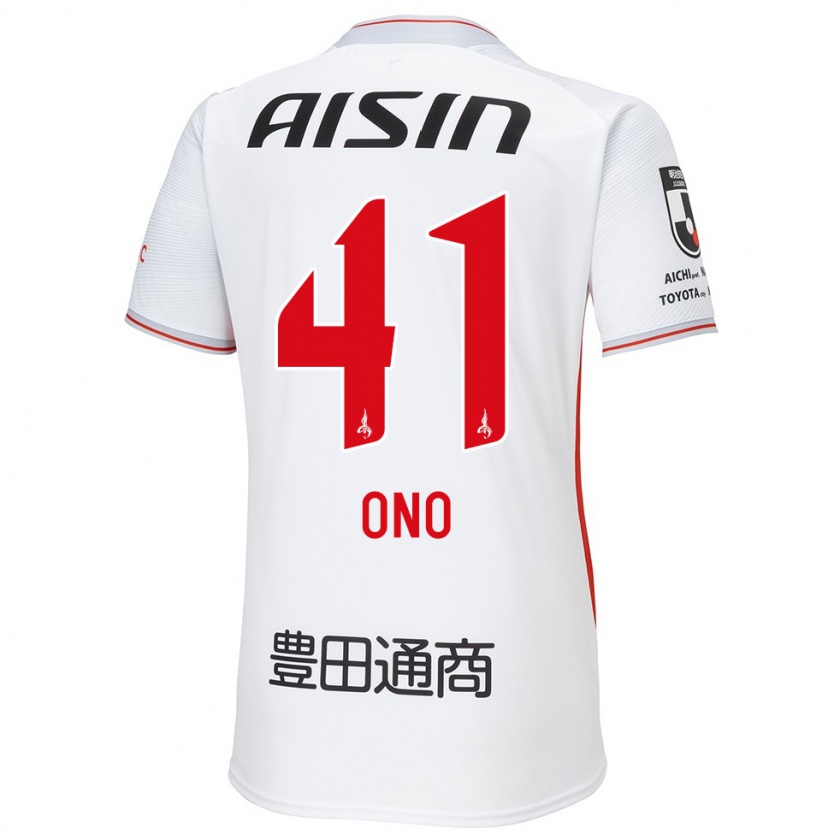 Kandiny Damen Masahito Ono #41 Weiß Gelb Rot Auswärtstrikot Trikot 2024/25 T-Shirt