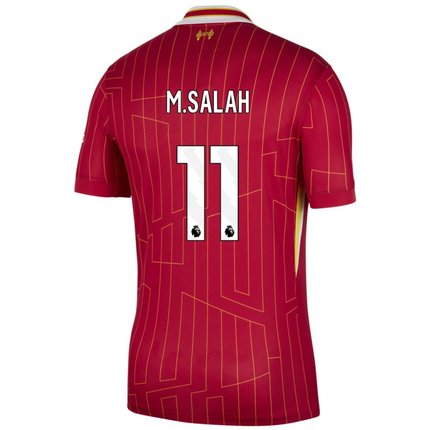 Kandiny Kinder Mohamed Salah #11 Rot Gelb Weiß Heimtrikot Trikot 2024/25 T-Shirt