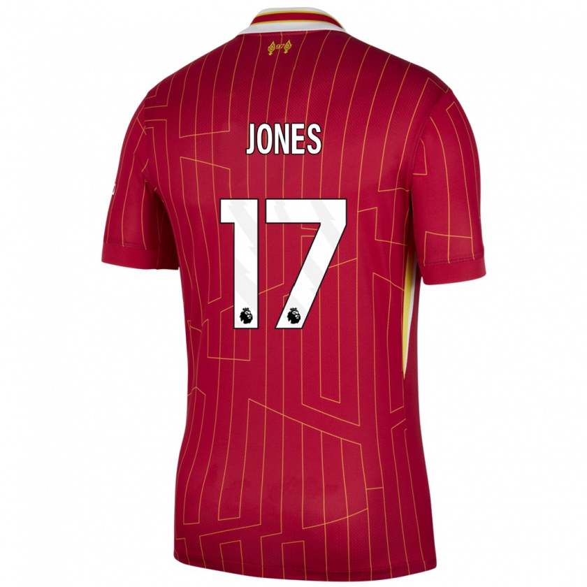 Kandiny Kinder Curtis Jones #17 Rot Gelb Weiß Heimtrikot Trikot 2024/25 T-Shirt