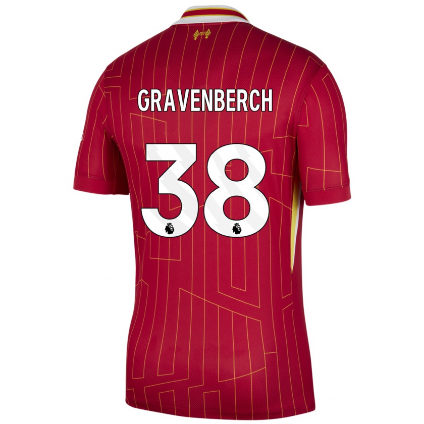 Kandiny Kinder Ryan Gravenberch #38 Rot Gelb Weiß Heimtrikot Trikot 2024/25 T-Shirt