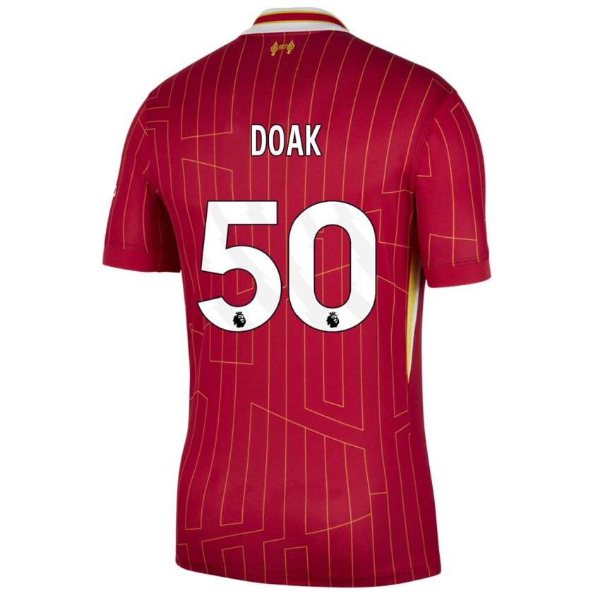 Kandiny Kinder Ben Doak #50 Rot Gelb Weiß Heimtrikot Trikot 2024/25 T-Shirt