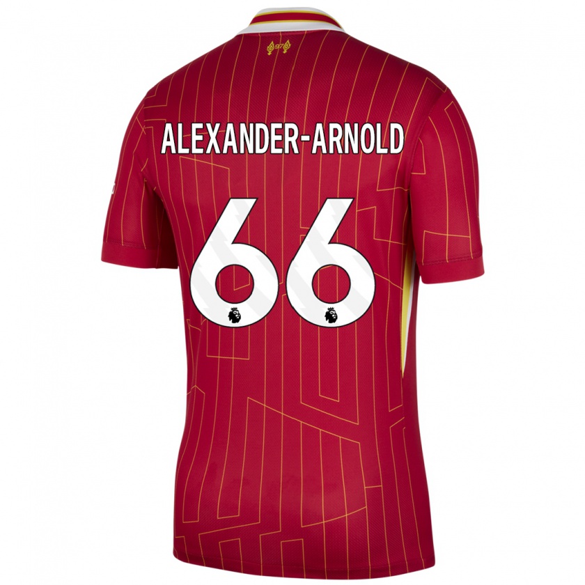 Kandiny Kinder Trent Alexander-Arnold #66 Rot Gelb Weiß Heimtrikot Trikot 2024/25 T-Shirt