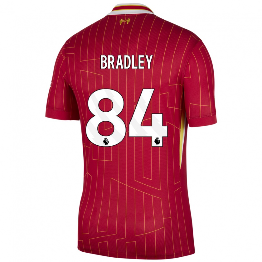 Kandiny Kinder Conor Bradley #84 Rot Gelb Weiß Heimtrikot Trikot 2024/25 T-Shirt