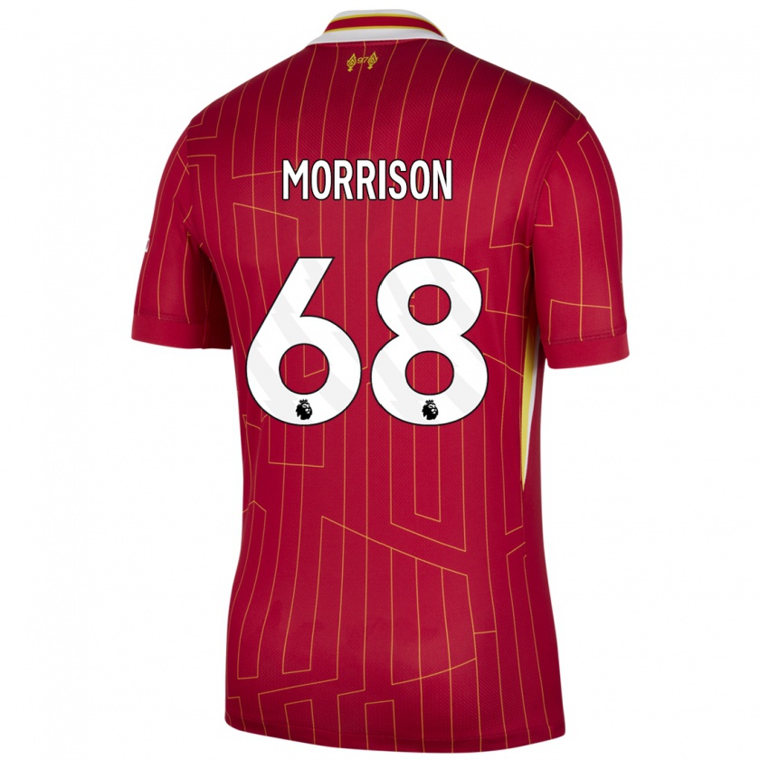 Kandiny Kinder Kieran Morrison #68 Rot Gelb Weiß Heimtrikot Trikot 2024/25 T-Shirt