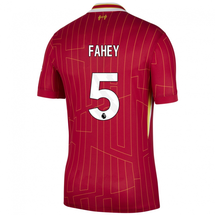 Kandiny Kinder Niamh Fahey #5 Rot Gelb Weiß Heimtrikot Trikot 2024/25 T-Shirt