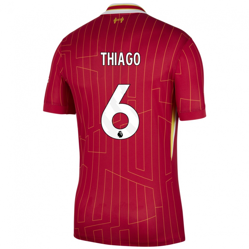 Kandiny Kinder Thiago #6 Rot Gelb Weiß Heimtrikot Trikot 2024/25 T-Shirt