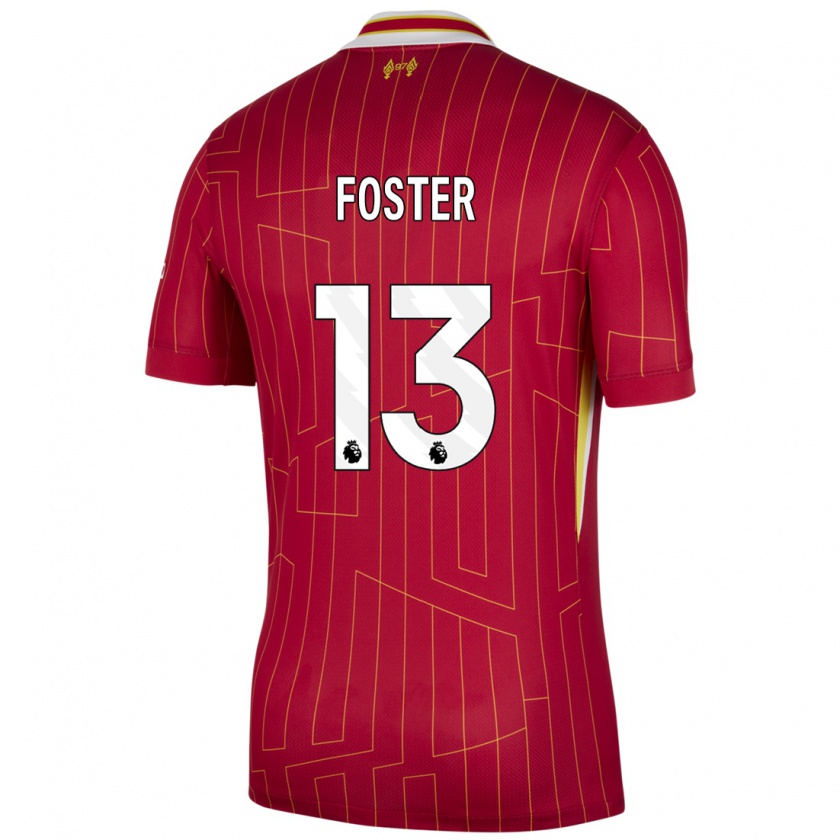 Kandiny Kinder Rylee Foster #13 Rot Gelb Weiß Heimtrikot Trikot 2024/25 T-Shirt