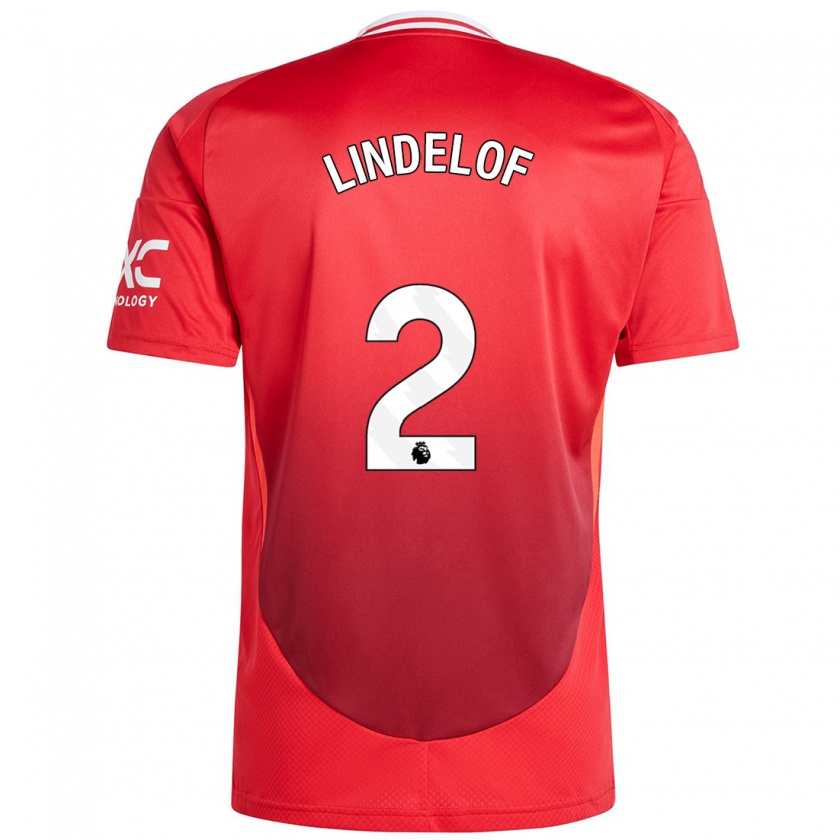 Kandiny Kinder Victor Lindelöf #2 Hellrot Heimtrikot Trikot 2024/25 T-Shirt