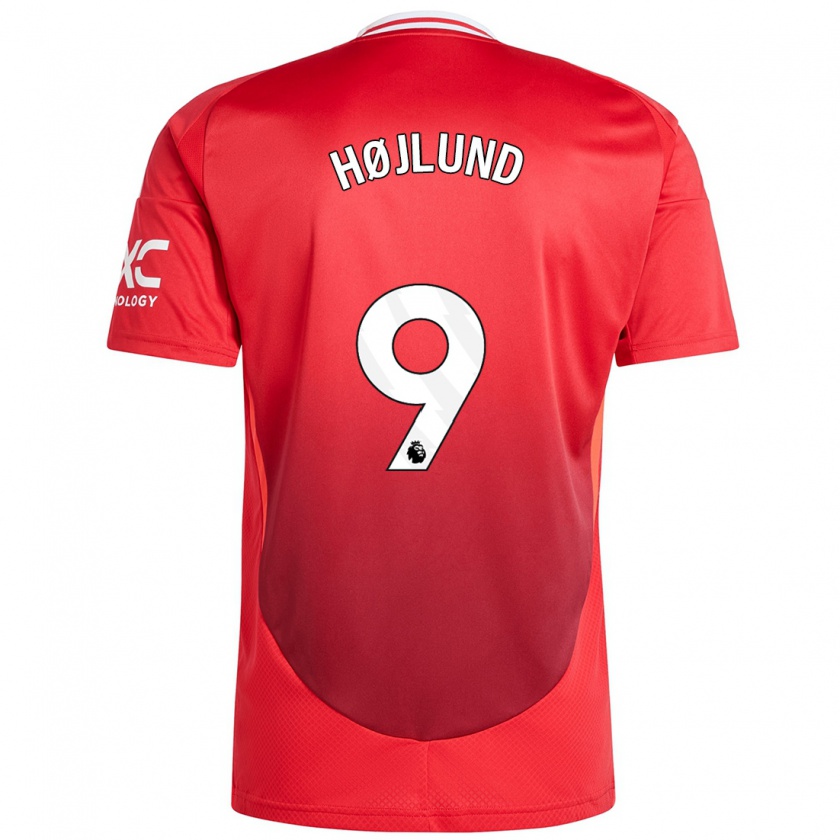 Kandiny Kinder Rasmus Højlund #9 Hellrot Heimtrikot Trikot 2024/25 T-Shirt