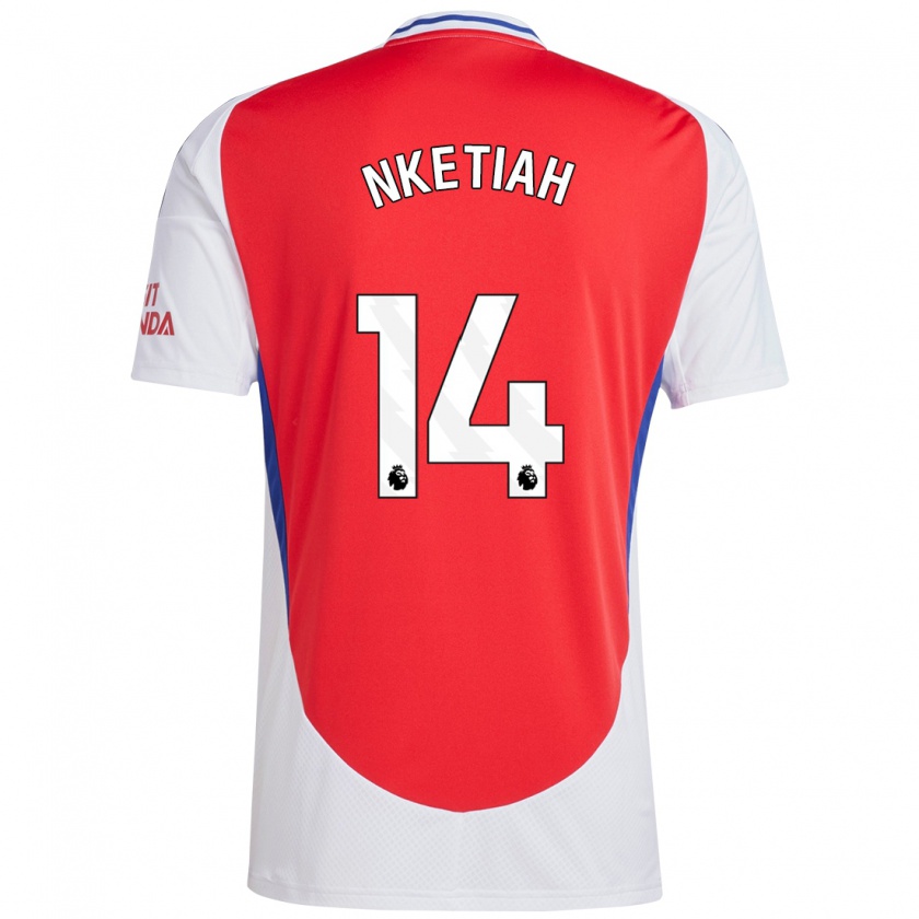 Kandiny Kinder Eddie Nketiah #14 Rot Weiß Heimtrikot Trikot 2024/25 T-Shirt