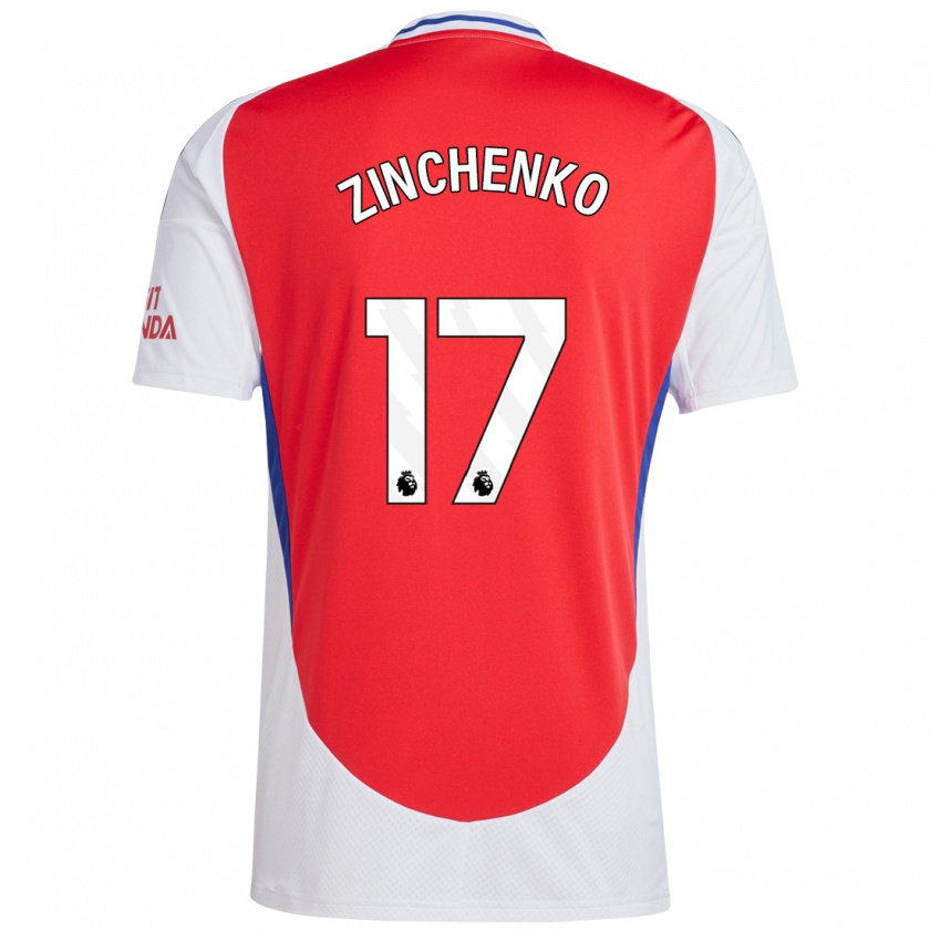 Kandiny Kinder Oleksandr Zinchenko #17 Rot Weiß Heimtrikot Trikot 2024/25 T-Shirt