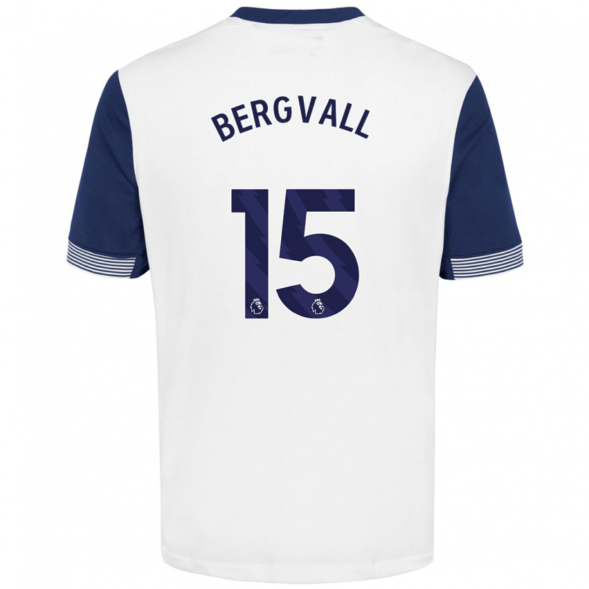 Kandiny Kinder Lucas Bergvall #15 Weiß Blau Heimtrikot Trikot 2024/25 T-Shirt