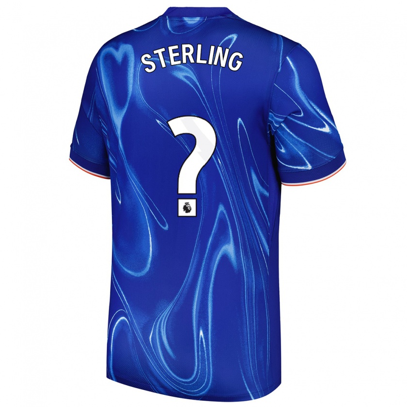 Kandiny Kinder Raheem Sterling #0 Blau Weiß Heimtrikot Trikot 2024/25 T-Shirt