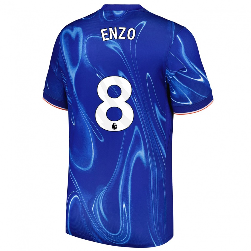 Kandiny Kinder Enzo Fernández #8 Blau Weiß Heimtrikot Trikot 2024/25 T-Shirt