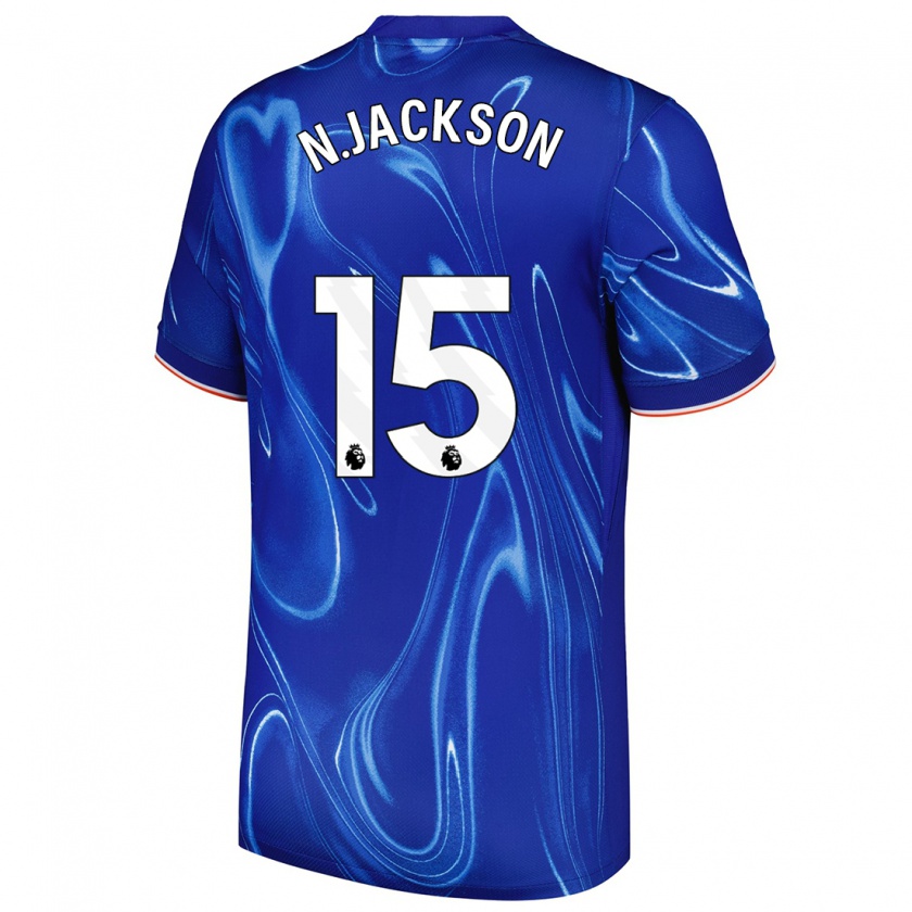 Kandiny Kinder Nicolas Jackson #15 Blau Weiß Heimtrikot Trikot 2024/25 T-Shirt