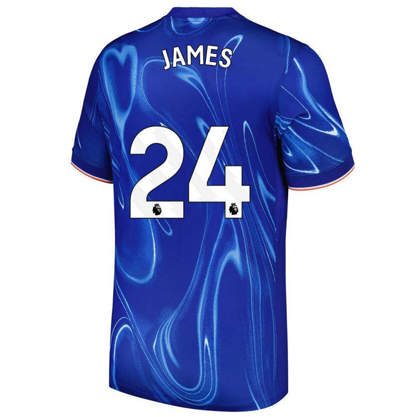 Kandiny Kinder Reece James #24 Blau Weiß Heimtrikot Trikot 2024/25 T-Shirt