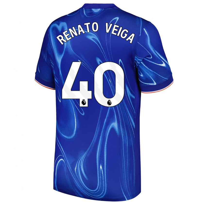 Kandiny Kinder Renato Veiga #40 Blau Weiß Heimtrikot Trikot 2024/25 T-Shirt