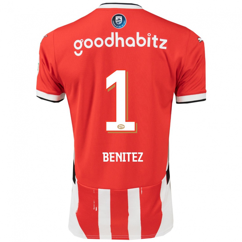 Kandiny Kinder Walter Benítez #1 Rot Weiß Heimtrikot Trikot 2024/25 T-Shirt