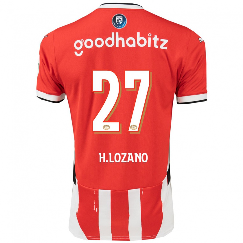 Kandiny Kinder Hirving Lozano #27 Rot Weiß Heimtrikot Trikot 2024/25 T-Shirt