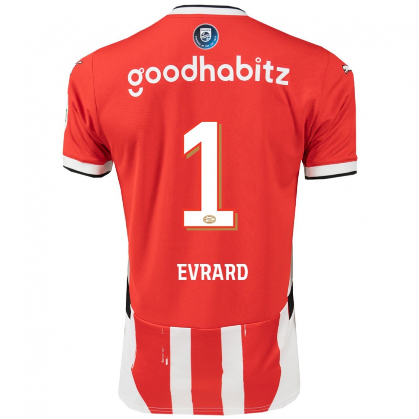 Kandiny Kinder Nicky Evrard #1 Rot Weiß Heimtrikot Trikot 2024/25 T-Shirt