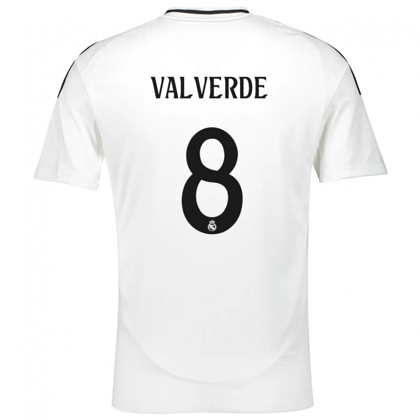 Kandiny Kinder Federico Valverde #8 Weiß Heimtrikot Trikot 2024/25 T-Shirt