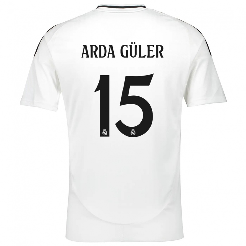 Kandiny Kinder Arda Güler #15 Weiß Heimtrikot Trikot 2024/25 T-Shirt